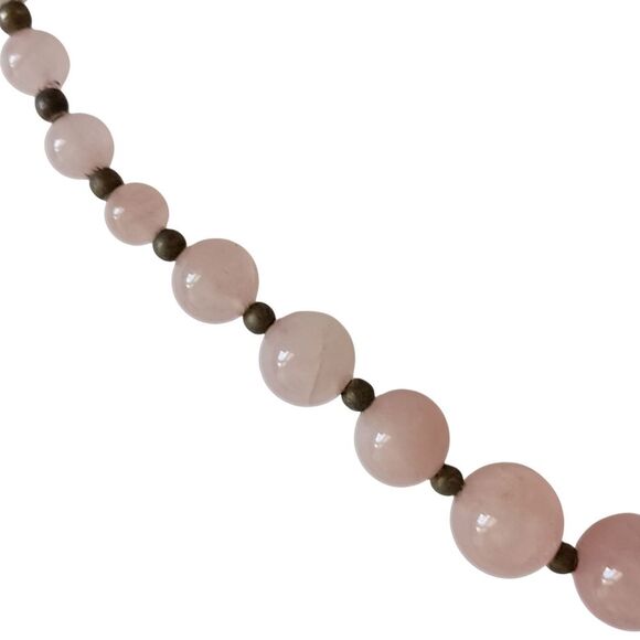 Vtg Rose Quartz Beaded Necklace Chunky Graduated Pale Pink Art Deco Victorian - Picture 3 of 16